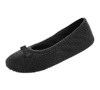 Isotoner Women's Chevron Microterry Ballerina Women's Slipper Ballet Flat, Black, 6 7 UK