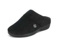 Isotoner Women's Classic Hoodback W Memory Foam Slip on Slipper, Black, 5.5/6 UK