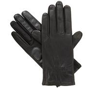 isotoner Women's Classic Stretch Leather Touchscreen Cold Weather Gloves, Fleece Lining, Black, S-M