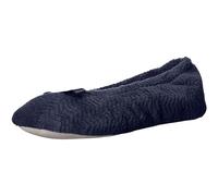 isotoner Women's Diamond Chevron Microterry Gemma Ballerina Slippers with Memory Foam Comfort and Non-Slip Sole Ballet Flat, Navy Blue, 6/7 UK