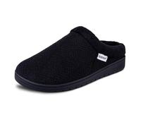 isotoner Women's Diamond Microterry Gemma Clog Slipper, Black, 5.5/6 UK