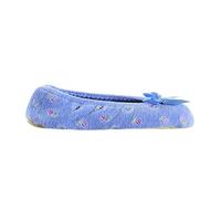 Isotoner Womens Embroidered Ballerina Blue Size: 6.5-7.5