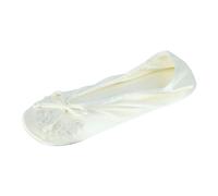 Isotoner Women's Embroidered Pearl Satin Ballerina Slippers