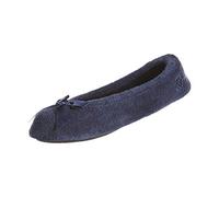 isotoner Women's Classic Terry Ballerina Slippers-Indoor/Outdoor Non-Slip House Shoes, Navy, 9.5/10 UK