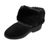 Isotoner Women's Recycled Microsuede Mallory Boot Slipper, with Memory Foam, Black, 5.5/6 UK