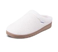 isotoner Women's Indoor/Outdoor Slip-on Diamond Microterry Gemma Clog Slippers with Memory Foam Comfort, Ewe, 8.5-9