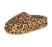 isotoner Women's Fiona Berber Clog Slipper, Cheetah, 6/7 UK