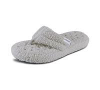 Isotoner Women's Joey Soft Pile Thong Knickers Slipper, Light Grey