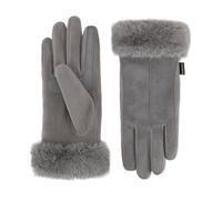 isotoner Women's MYA Microsuede Glove with Faux Fur Cuff Detail, Touchscreen Compatible and Water Repellent, Ash, L/XL