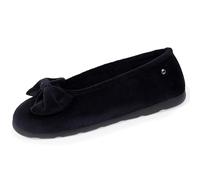Isotoner Women's Satin Ballerina Slippers Flat Sandals, Black, Large / 7.5/8 UK