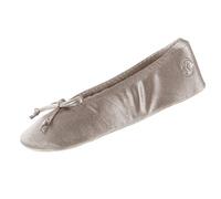 isotoner Women's Satin Ballerina Slippers with Classic Ribbon Suede Sole, Sand Trap Soft Tie Bow, 6/7 UK
