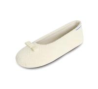Isotoner Women's Sculpted Microterry Ballerina Slippers, Ivory