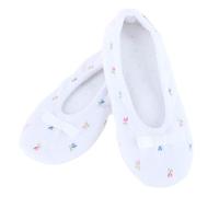 Isotoner Women's Sculpted Microterry Ballerina Slippers, White