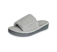 Isotoner Women's Sculpted Terry Adjustable Open Toe Slide Slippers, Light Gray