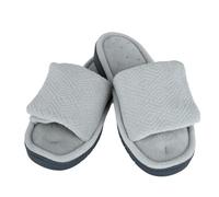Isotoner Women's Sculpted Terry Adjustable Open Toe Slide Slippers, Light Gray