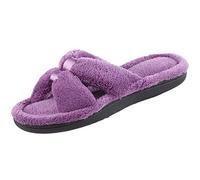 isotoner Women's Signature X-Slide Slipper, Satin Trim with Memory Foam