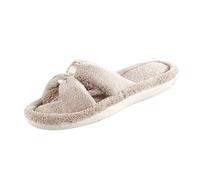Isotoner Women's Signature X-Slide Slipper, Satin Trim with Memory Foam, Taupe, Large