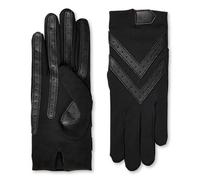 isotoner Women's Spandex Shortie Gloves with Leather Palm Strips Cold Weather, Black, S/M