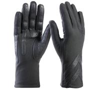Isotoner Women's Fleece-Lined Gloves with Chevron Applique and Smart Touch Cold Weather, Charcoal-Smartdri, S-M