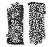 isotoner Women's Stretch Fleece Gloves with Microluxe Lining and Smart Touch Technology Cold Weather, Snow Leopard-Recycled and Smartdri, One Size