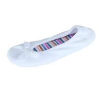 Isotoner Women's Terry Ballerina Slipper, White Stripe, 4.5/5.5 UK