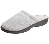 Isotoner Women's Terry Slip on Clog Slipper with Memory Foam for Indoor/Outdoor Comfort, Heather Gray, 6.5-7