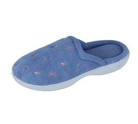 Isotoner Women's Terry Slip on Clog Slipper with Memory Foam for Indoor/Outdoor Comfort, Periwinkle Scalloped, 5.5/6 UK