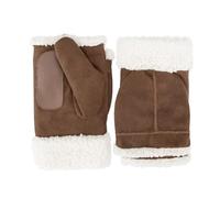 isotoner womens Water Repellent Microsuede Touchscreen Flip Top Mittens With Sherpsoft Lining, Cognac, S/M