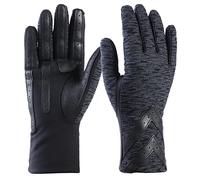 isotoner Women's Water Repellent Touchscreen Chevron Heritage Spandex Gloves, Black Textured-Smartdri, L-x-L