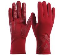 Isotoner Women's Water Repellent Touchscreen Chevron Heritage Spandex Gloves, Chilli-Smartdri, L-x-L