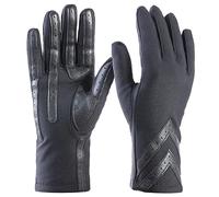 isotoner Women's Spandex Touchscreen Cold Weather Gloves with Warm Fleece Lining and Chevron Details, Solid Black-Smartdri, L-x-L