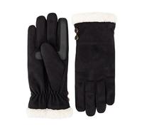 isotoner Women's Water Repellent Touchscreen Microsuede Sherpa Lined Gloves with Buttons, Black, L/X-L