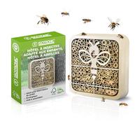 ISOTRONIC Insect Hotel made of natural wood - Insect house for bees, ladybugs & other insects - Bamboo bee hotel for garden & balcony - modern honeycomb design (bee)
