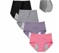 IsoUde High Waist Leakproof Comfort Panties, Leak-proof, Sanitary Pants,Seamless Tummy Control Cotton Briefs Panties for Women (4pcs-C,4XL)