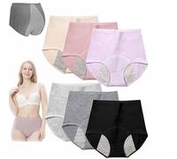 IsoUde High Waist Leakproof Comfort Panties, Leak-proof, Sanitary Pants,Seamless Tummy Control Cotton Briefs Panties for Women (6pcs-F,3XL)