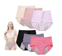 IsoUde High Waist Leakproof Comfort Panties, Leak-proof, Sanitary Pants,Seamless Tummy Control Cotton Briefs Panties for Women (6pcs-G,4XL)