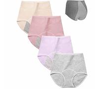 IsoUde High Waist Leakproof Comfort Panties, Leak-proof, Sanitary Pants,Seamless Tummy Control Cotton Briefs Panties for Women (4pcs-B,L)