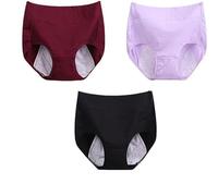 IsoUde High Waist Plus Size Cotton Leak-Proof Physiological Underwear, High Waist Cotton Tummy Control Panties for Women (3pcs-H,6XL)
