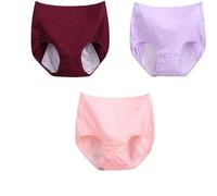 IsoUde High Waist Plus Size Cotton Leak-Proof Physiological Underwear, High Waist Cotton Tummy Control Panties for Women (3pcs-D,XL)