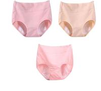 IsoUde High Waist Plus Size Cotton Leak-Proof Physiological Underwear, High Waist Cotton Tummy Control Panties for Women (3pcs-A,5XL)