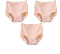 IsoUde High Waist Plus Size Cotton Leak-Proof Physiological Underwear, High Waist Cotton Tummy Control Panties for Women (3pcs-B,XL)