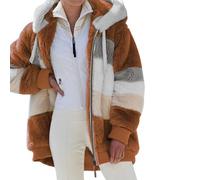 IsoUde Lamb Wool Padded Coat, 2024 New Contrasting Lamb Wool Padded Coat, Fuzzy Winter Jacket With Pockets (caramel colour,S)