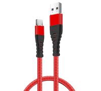iSOUL 1 Meter 3.2ft Red USB to USB C Cable, USB A to USB C Braided Phone Charger Cable for iPhone 17/16/15, iPad Pro, Samsung Galaxy, MacBook Pro, and More