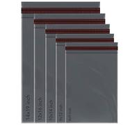 iSOUL 100 Mixed Grey Mailing Poly Postal Self Seal Bags 5 Sizes 20 from Each Small to Large Mailing Bags Postage Packaging Assorted Mailers Posting Shipping Post Parcel Package Bags (Grey)