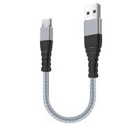 iSOUL 10cm 0.3ft Grey USB to USB C Cable, USB A to USB C Braided Phone Charger Cable for iPhone 17/16/15, iPad Pro, Samsung Galaxy, MacBook Pro, and More