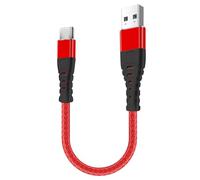 iSOUL 10cm 0.3ft Red USB to USB C Cable, USB A to USB C Braided Phone Charger Cable for iPhone 17/16/15, iPad Pro, Samsung Galaxy, MacBook Pro, and More