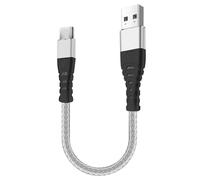 iSOUL 10cm 0.3ft White USB to USB C Cable, USB A to USB C Braided Phone Charger Cable for iPhone 17/16/15, iPad Pro, Samsung Galaxy, MacBook Pro, and More