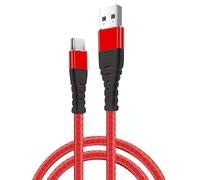 iSOUL 2 Meter 6.5ft Red USB to USB C Cable, USB A to USB C Braided Phone Charger Cable for iPhone 17/16/15, iPad Pro, Samsung Galaxy, MacBook Pro, and More