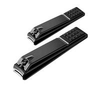 iSOUL 2 Pcs Nail Clippers Set Fingernail & Toenail Clippers High Carbon Steel Perfect Grip Nail Cutters & Sharp Baby Nail Trimmer for Men and Women Black