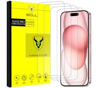 iSOUL 4-Pack Screen Protector for iPhone 15 6.1-Inch Tempered Glass Film [Ultra HD] [3D Touch] [Case Friendly]
